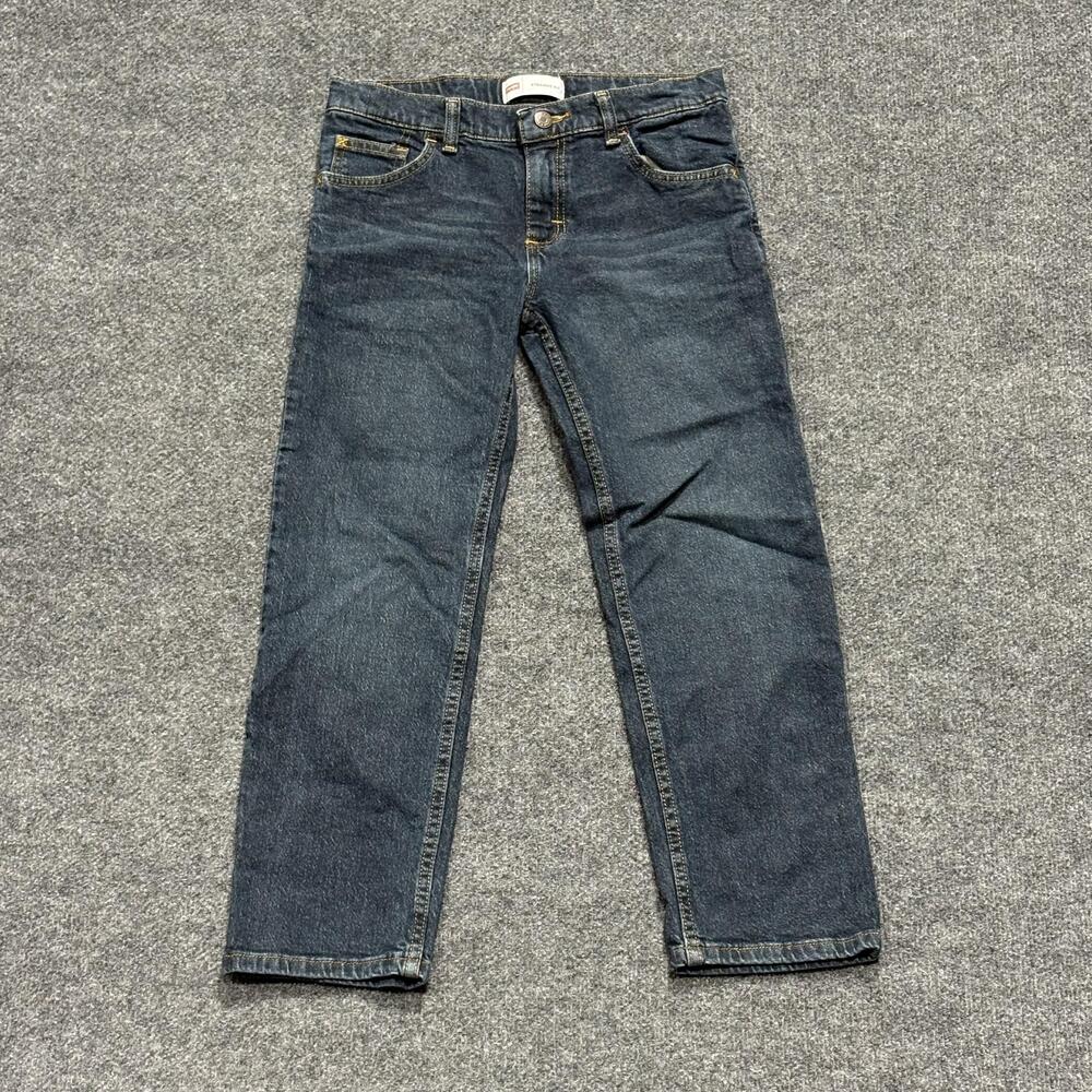 Wrangler Jeans Youth 10 Husky Blue Dark Wash Straight Fit Stretch Denim Classic
